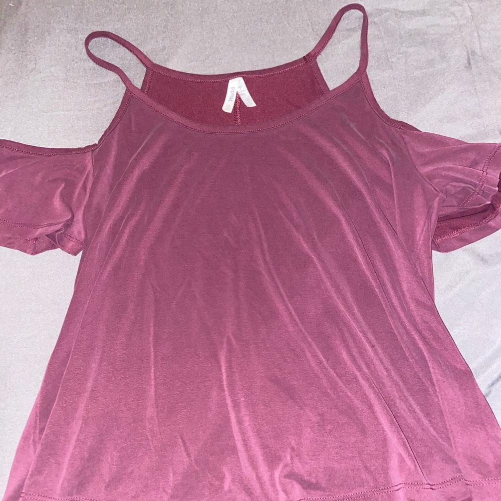 Mudd Burgundy cap sleeve off the shoulder top